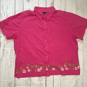 Erika Pink Short Sleeve Button Down Shirt